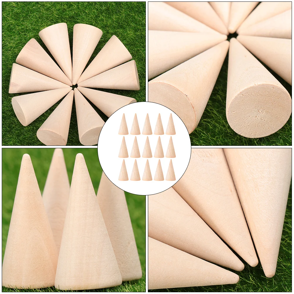 

15Pcs Wooden Cone Durable Unfinished Ring Holder Finger Ring Display Stand DIY Supplies Wood Cone Jewelry Display Stand