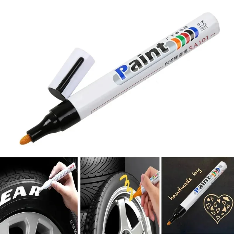 1/3/12 قطعة قلم جاف أبيض علامات الطلاء مقاوم للماء إطار سيارة النفط القائمة على قلم جاف للرسم مجموعة سريعة الجافة ودائمة #3