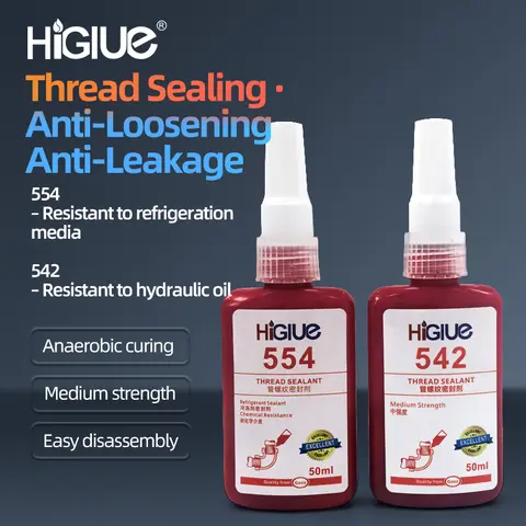 Medium-strength Threaded Pipe Sealant, Anaerobic Adhesive for Refrigerant Pipes, Liquid PTFE Threaded Sealant for Leak-proof Met
