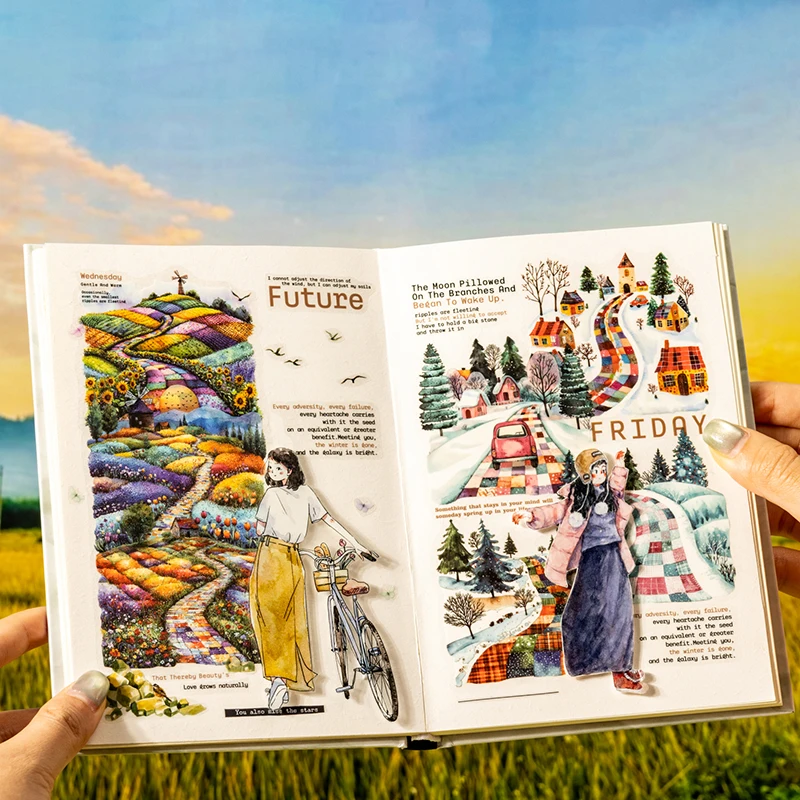 

Журнал GO, 20 шт., наклейки с пейзажами на четыре сезона, декоративные материалы для скрапбукинга ручной работы, дневник, альбом, материалы для рукоделия