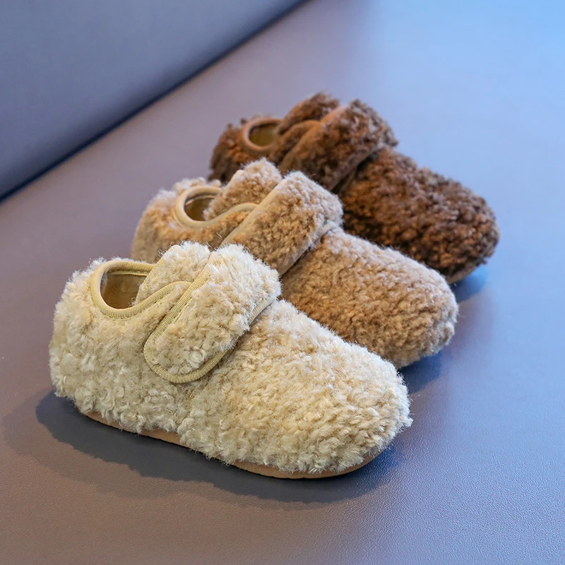 

Детские ботинки, зима 2024, детская обувь на мягкой подошве, домашняя плюшевая и толстая пушистая детская обувь, удобные нескользящие детские зимние ботинки