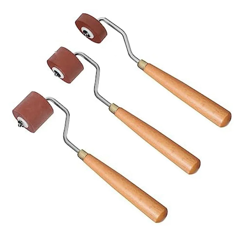 YWDZ-Rubber Brayer Roller Paint Brush Ink Applicator Art Craft Oil Painting Tool For Printmaking (3Pcs)
