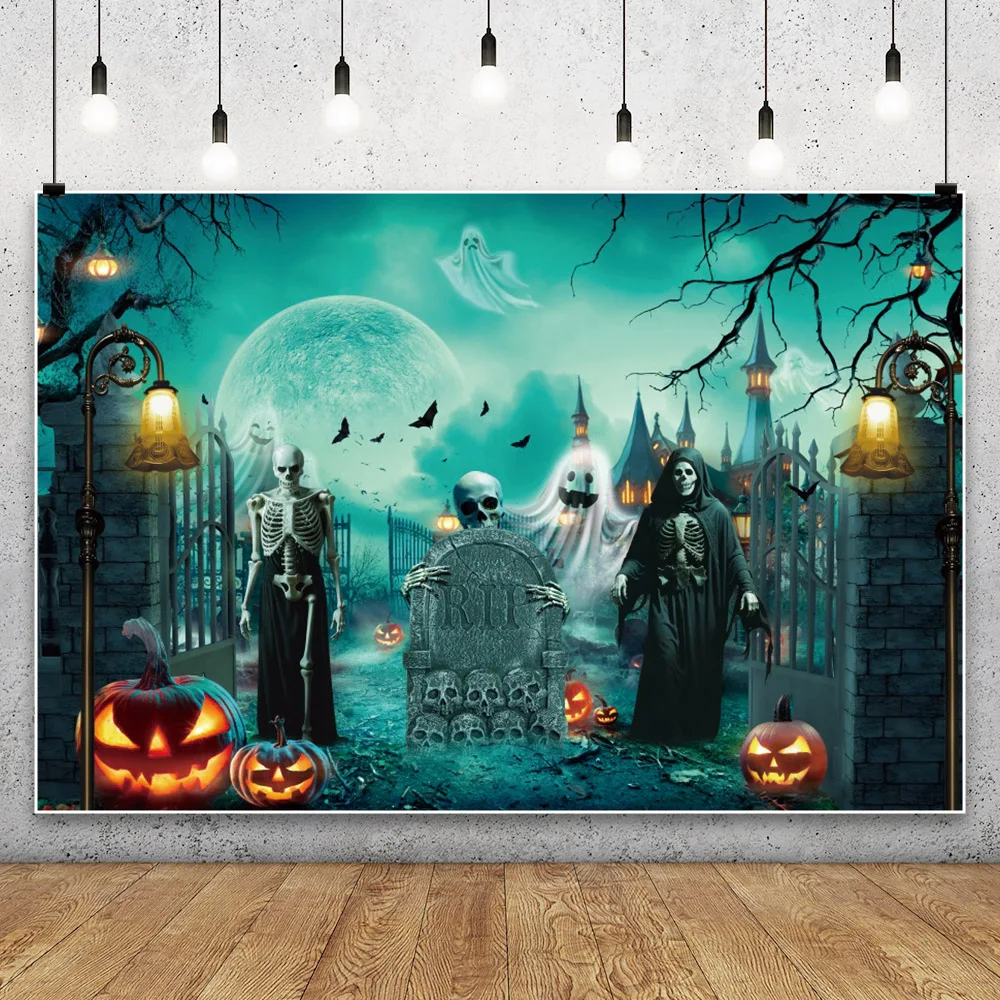 Happy Halloween Party Decor Backdrops Photography Terrible Castle Baby Photo Photographic Background Prop for Photo Studio Shoot