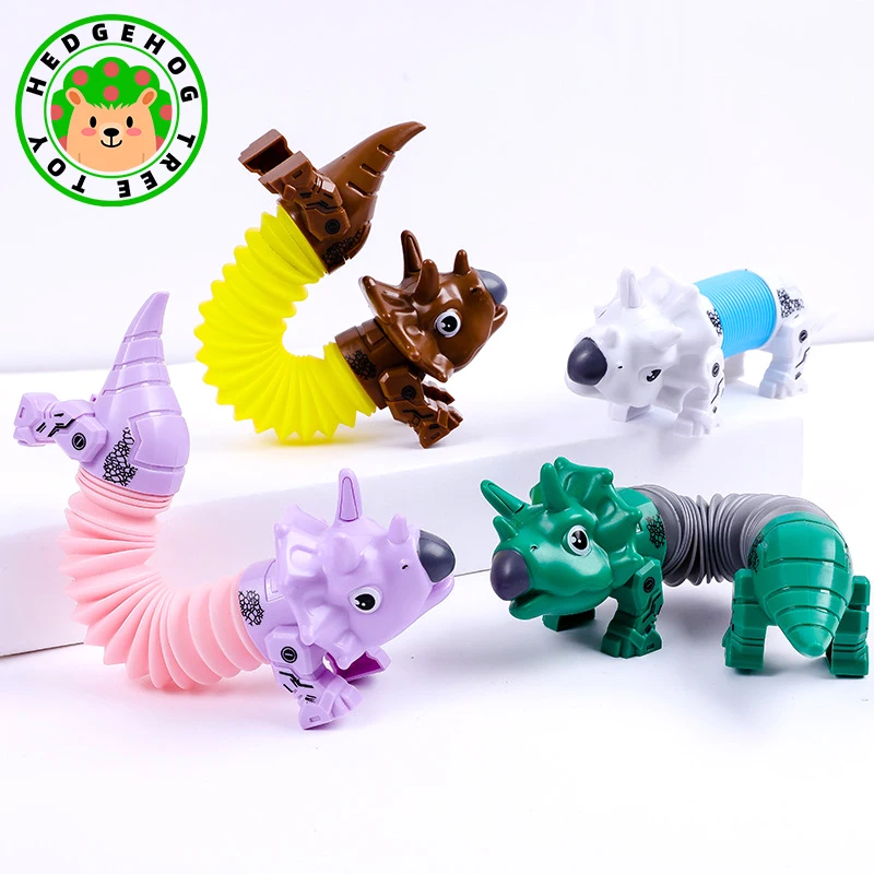 Anti-stress Fidget Toys Pop Tube Silicone Triceratops Dinosaur Push It Bubble Balls Decompression Pipe Vent for Kids Adults Gift