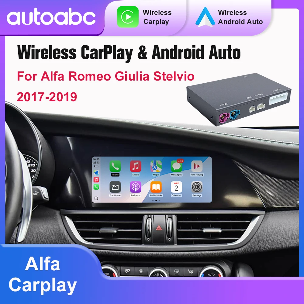 Wireless CarPlay Android auto Per Alfa Romeo Stelvio Giulia 2017-2019 Interfaccia CarPlay Bluetooth USB AirPlay Navigazione