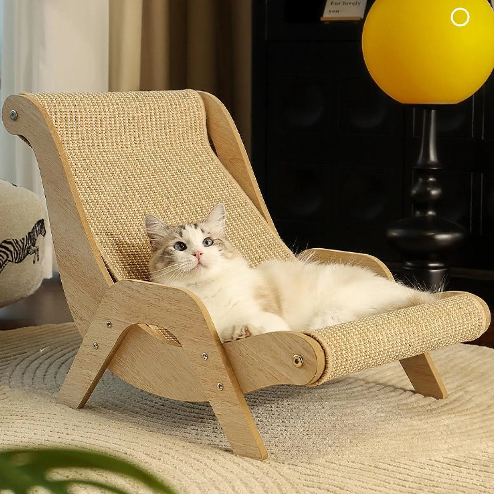 Wooden Cat Chair, Hammock for Indoor Cats, Cozy Stable Pet Furniture, Cat Lounge Bed, Cat Beach Chair