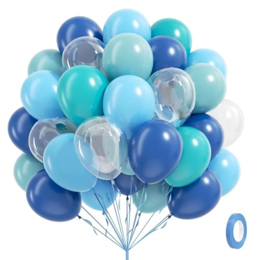 

60pcs Under the Sea Balloons, Ocean Balloon with Light Dusty Clear Balloons for Ocean Themed Under the Sea Baby Shower Birthday