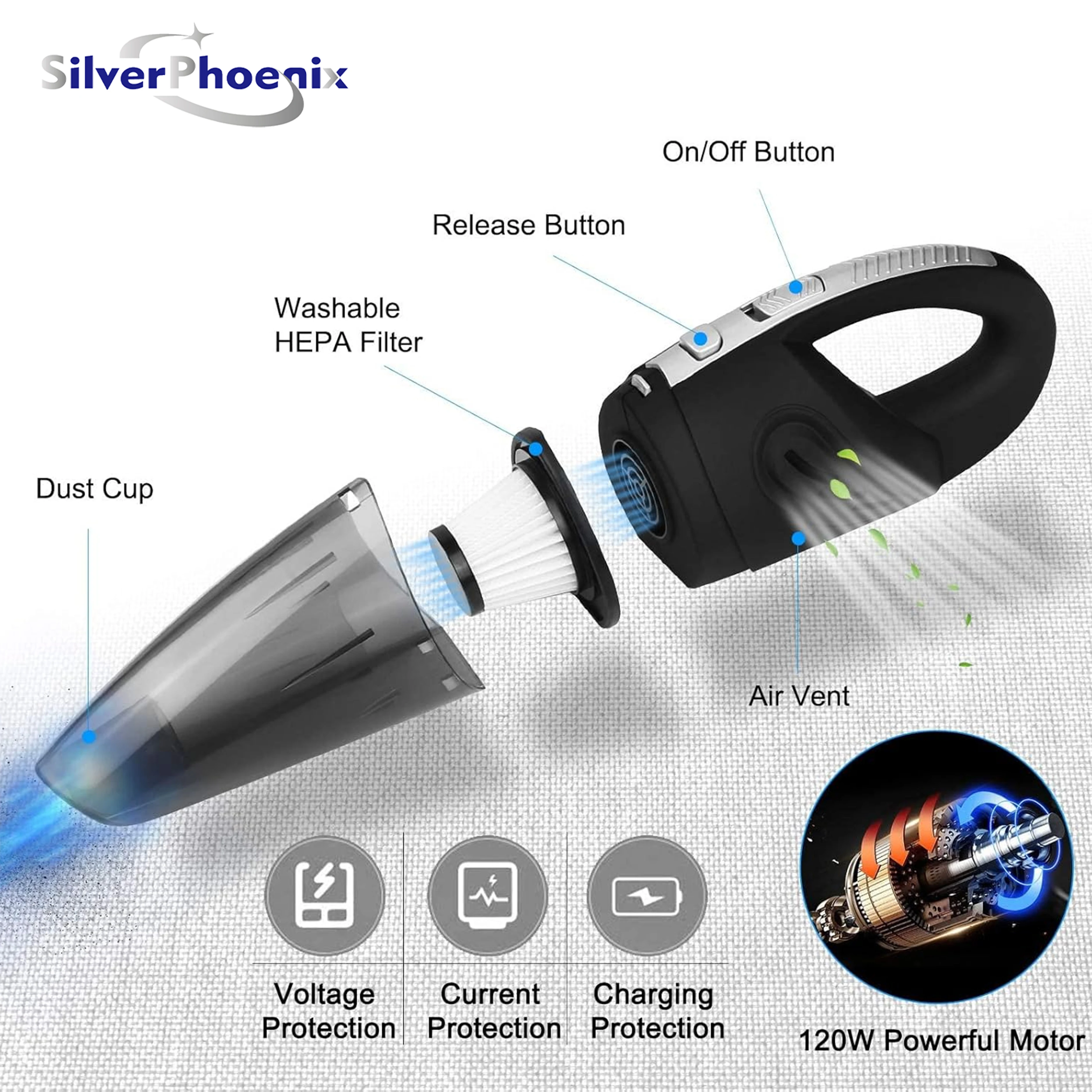 9000Pa Car Vacuum Cleaner Strong Suction Powerful Handheld Wireless Vacuum Cleaner Mini Portable for Home Robot vacuum cleaner