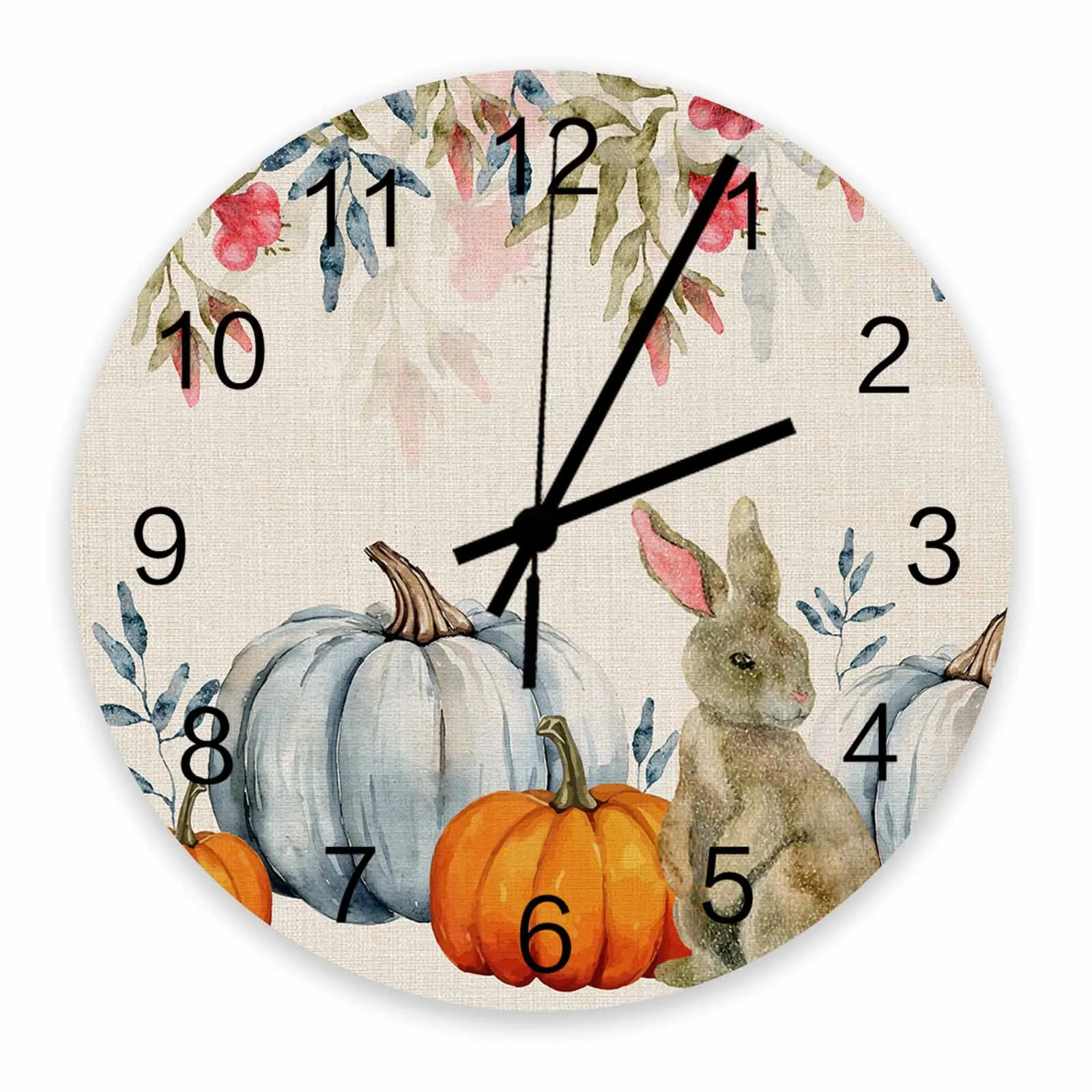 Blue Pumpkin Orange Pumpkin Rabbit Wall Clock Large Modern Kitchen Dinning Round Wall Clocks Bedroom Silent Hanging Watc