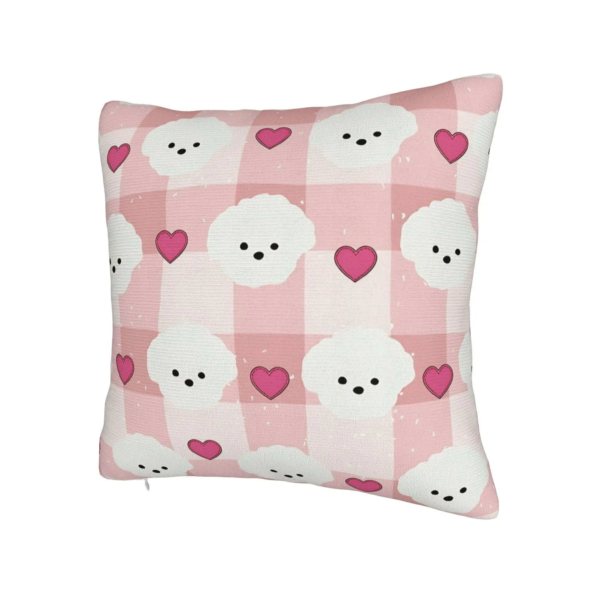 Pillow Cover Cute Bichon Frise  Kawaii Pillow Case For Couch Sofa Bedroom Pillowcases