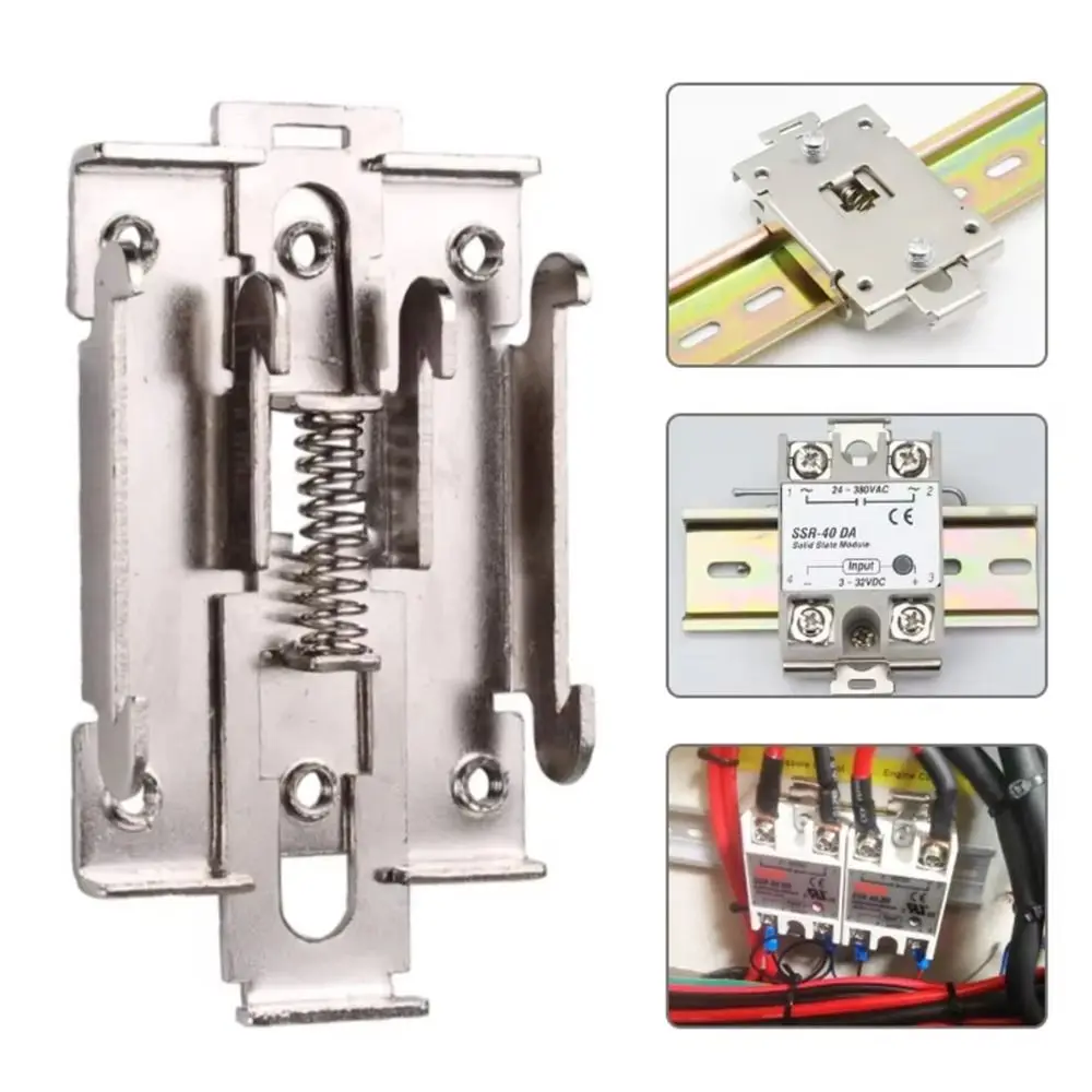 1Pcs 35mm DIN Rail DIN Rail Mounting Bracket Aluminum Alloy Nickel Plating Relay Mounting Buckle Stamping Process Silver Black