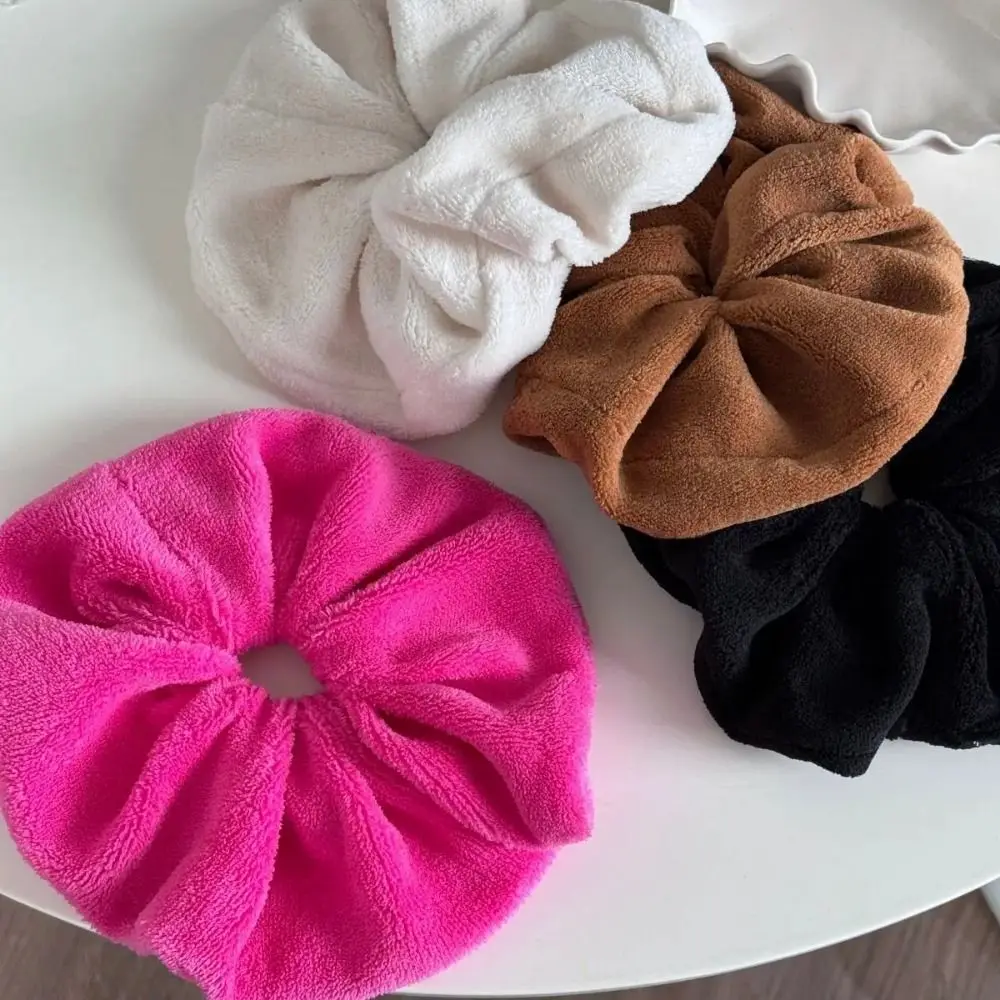 New Extra Large Hair-drying Scrunchies Autum Winter Water Absorbing Hair Band Elastic Faux Fur Plush Hair Tie Girls Women