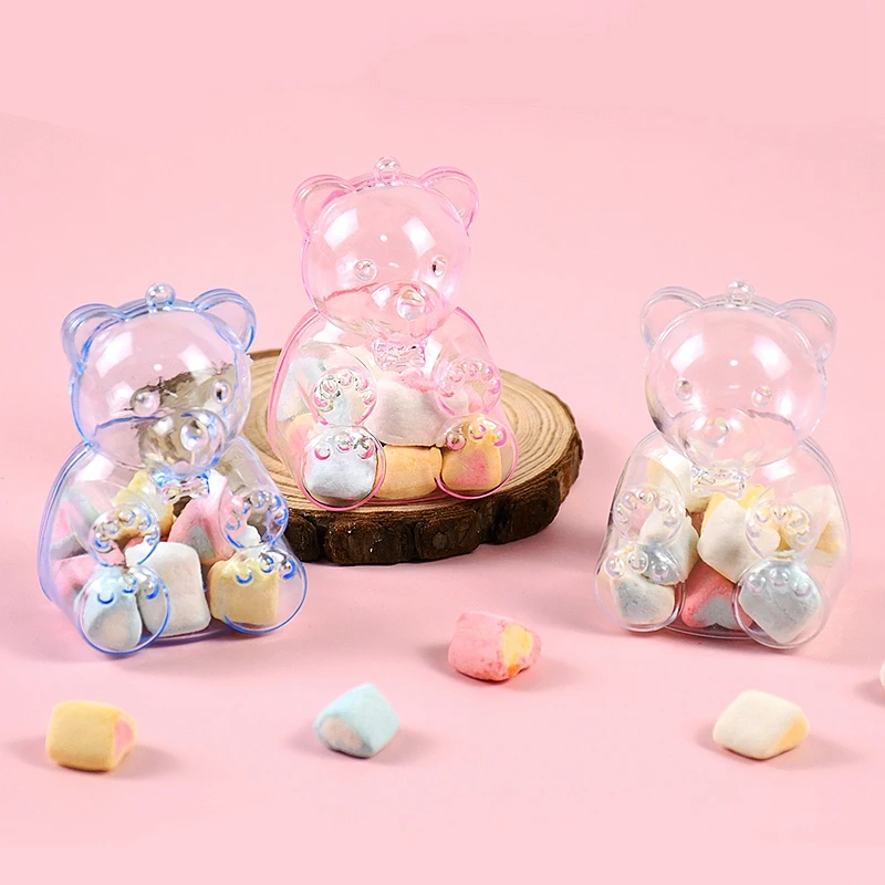 10Pcs Transparent Bear Candy Gift Box Snack Packaging Boxes Kids Birthday Party Decoration Supplies Baby Shower Favors for Guest