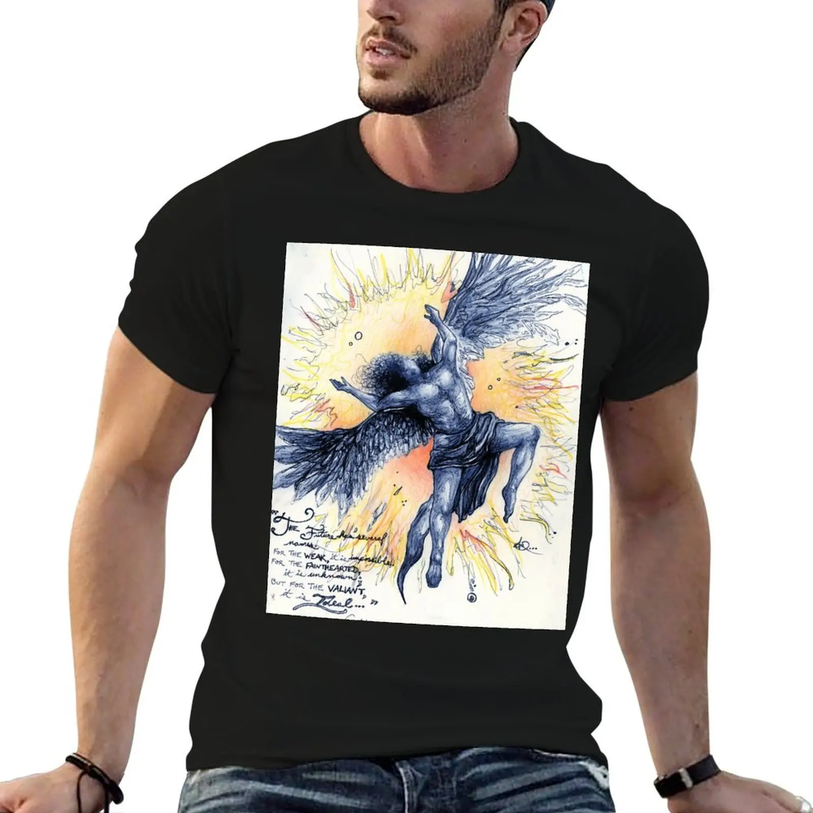 تي شيرت Icarus قطن تي شيرت رجالي تي شيرت رجالي 100% قطن ماركة فاخرة تي شيرت رجالي جرافيك تي شيرت #4