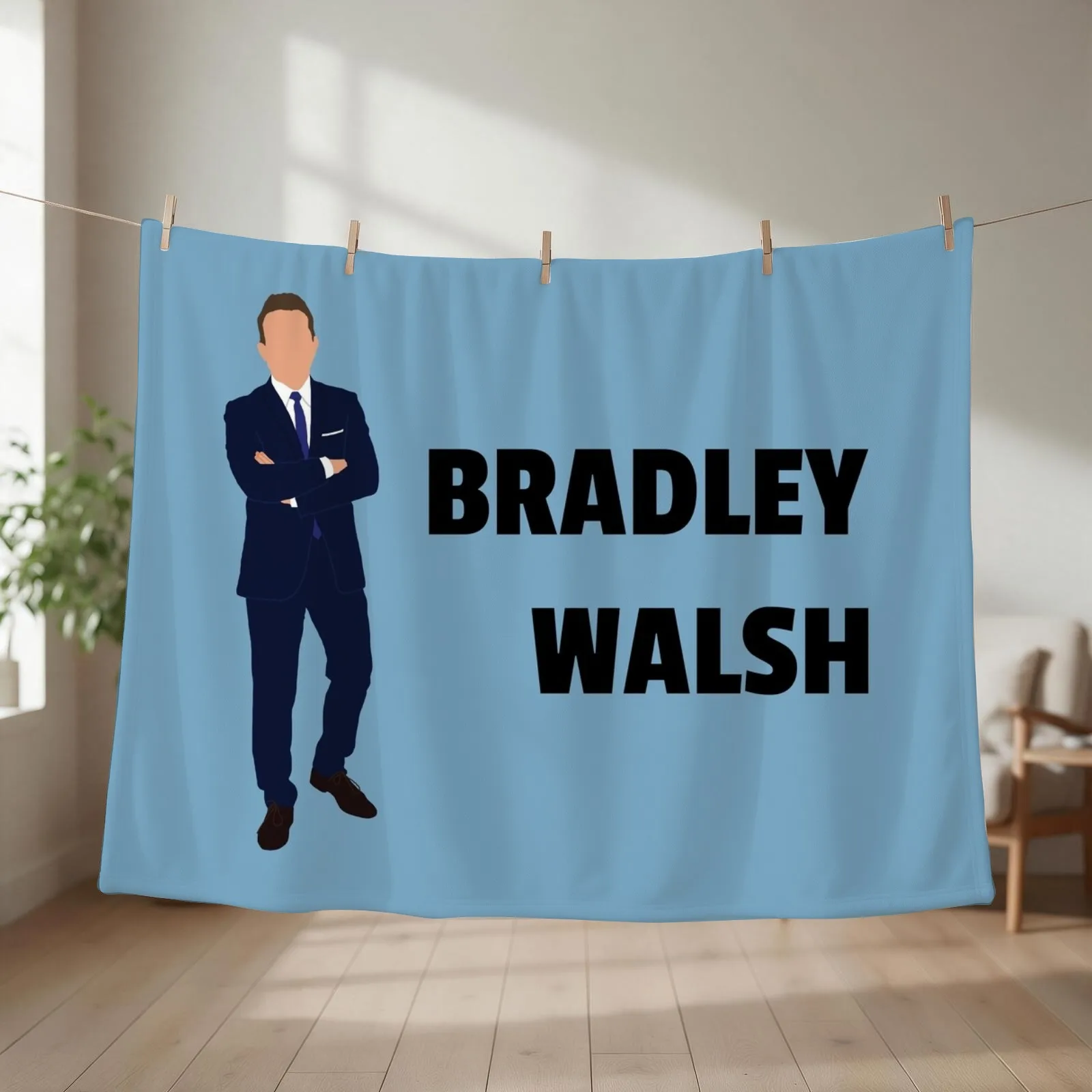 Bradley Walsh - original Bradley Walsh fan art Throw Blanket couch cozy soft plush fuzzy picnic outdoor blanket