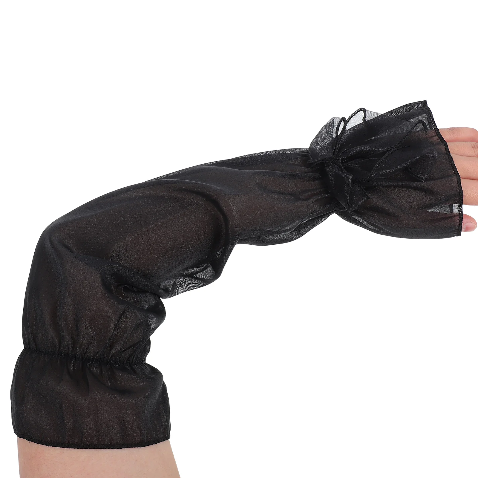 2Pair Sun Protection Sleeves Women Lace Mesh Arm Sleeves Bowknot Design Cooling Breathable Long Fingerless Covers Outdoor Sports