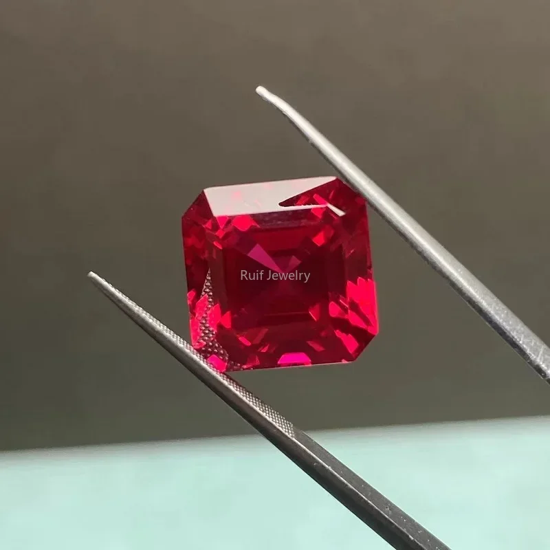 

Ruif Высокое качество Asscher Cut, выращенный в лаборатории рубин, полудрагоценный камень для изготовления ювелирных изделий