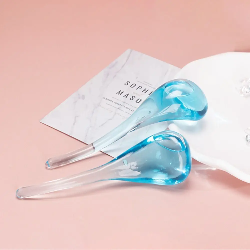 Spoon Glass Facial Massager Reusable Reduce Puffiness Skin Care Tools Portable with Glitter Powder Freezer Ice Globes Tool Women