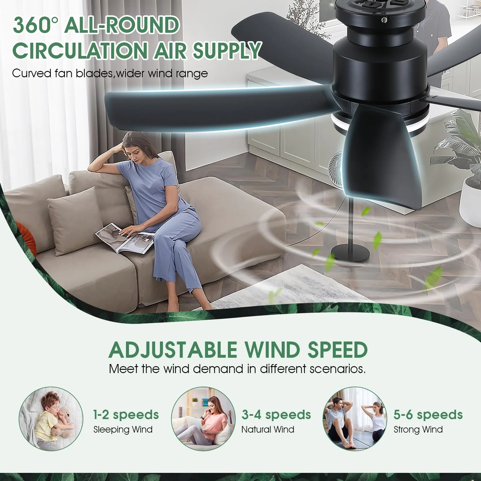 Energy-saving remote control lighting for bedroom living room stylish interior decorative fixture modern ceiling fan light