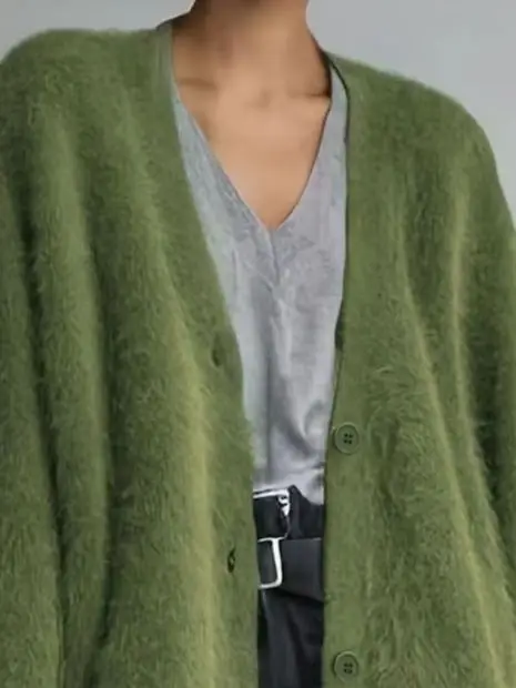 

Модный вязаный кардиган для женщин, повседневный однотонный свитер с длинным рукавом и v-образным вырезом на пуговицах, женская праздничная уличная одежда Y2k, осень-зима, новинка