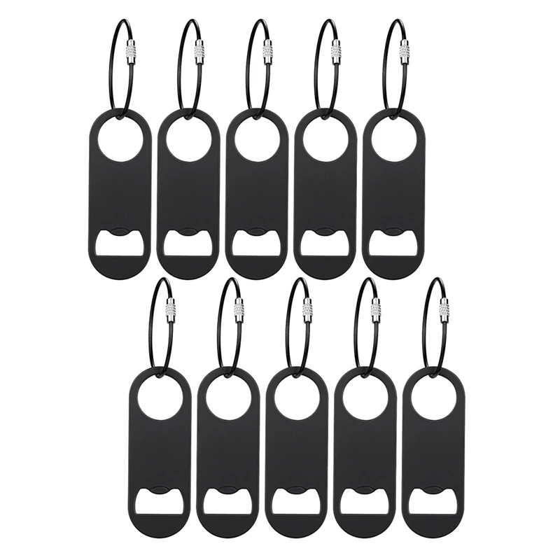 Top-10PACK Stainless Steel Flat Bottle Opener With Keychain- Bar Key-Beer Bottle Opener For Kitchen, Bar Or Restaurant