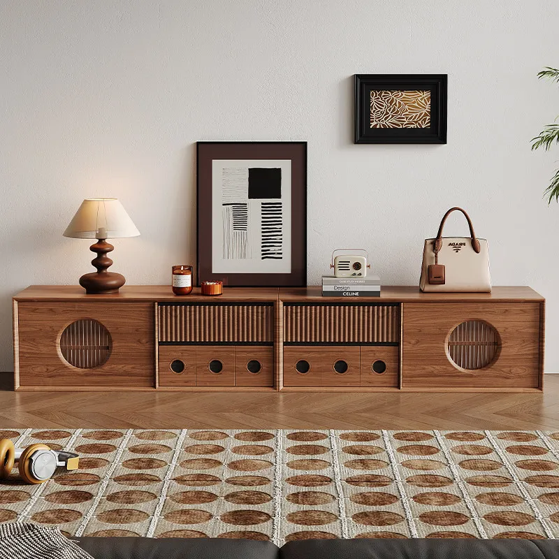 C13 - vintage solid wood sideboard living room combination chest of drawers small apartment tv storage cabinet
