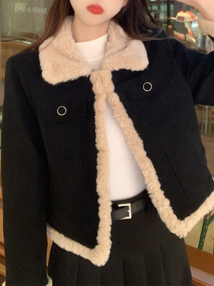 여성용 양털 재킷, 테니드 칼라, 출퇴근용, 겨울 아우터, 따뜻하고 다용도, 캐주얼 스트레이트 핏