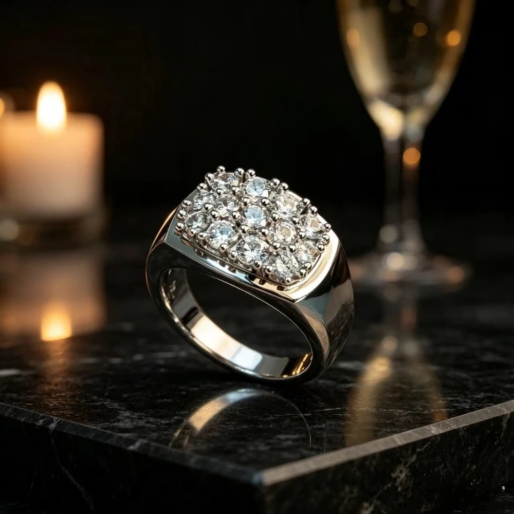Solid 925 Sterling Silver Ring Fully Set with Moissanite Festive Gift Ideal for Any Occasion