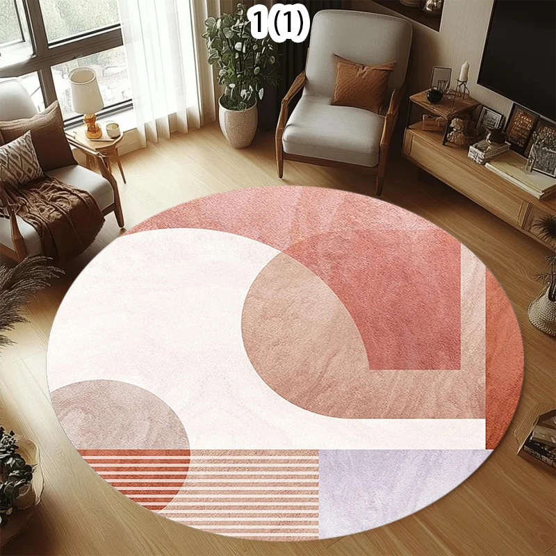 

Modern Geometric Round Carpet Minimalist Abstract Pattern Home Decor Area Rug Soft Non-slip Floor Mat for Living Room Bedroom