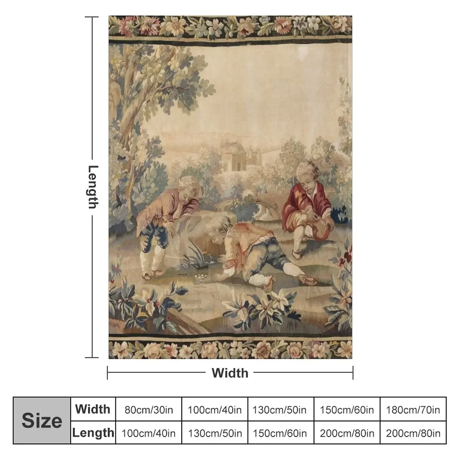 AubussonAntique French Tapestry Print Throw Blanket Cute For Sofa Thin Sofa Throw Blankets