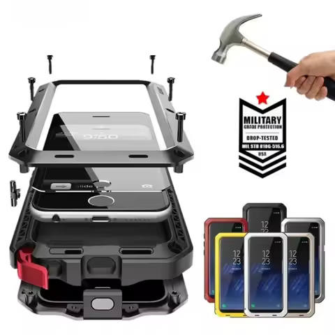 For Samsung Galaxy S25 S24 S23 S22 S21 Ultra S10 S20 Plus Note 20 10 Luxury Armor Metal Heavy Duty Protect Case Shockproof Cover