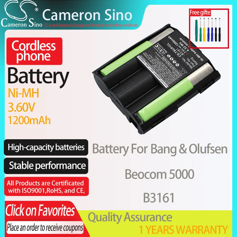 CameronSino Battery for Bang & Olufsen Beocom 5000 fits Hirschmann B3161 Cordless phone Battery,Landline battery 1200mAh 3.60V