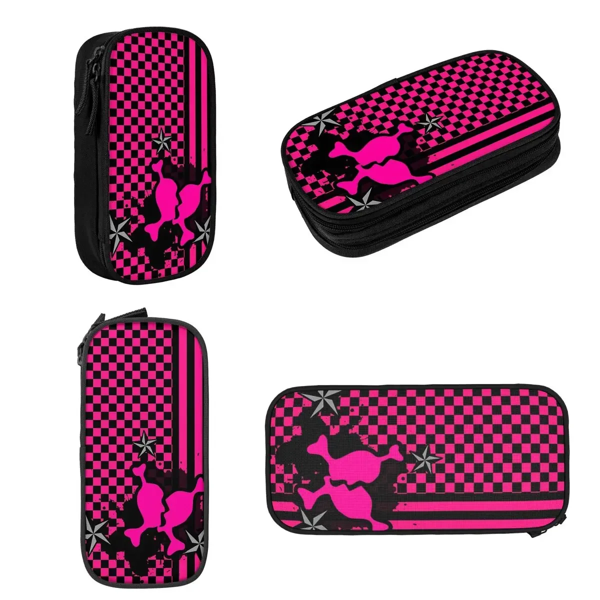 Punky Pink Emo Pencil Cases Large Capacity Pen Bags Pen Box Pencil Pouch For Boys Girls Students Stationery School Office