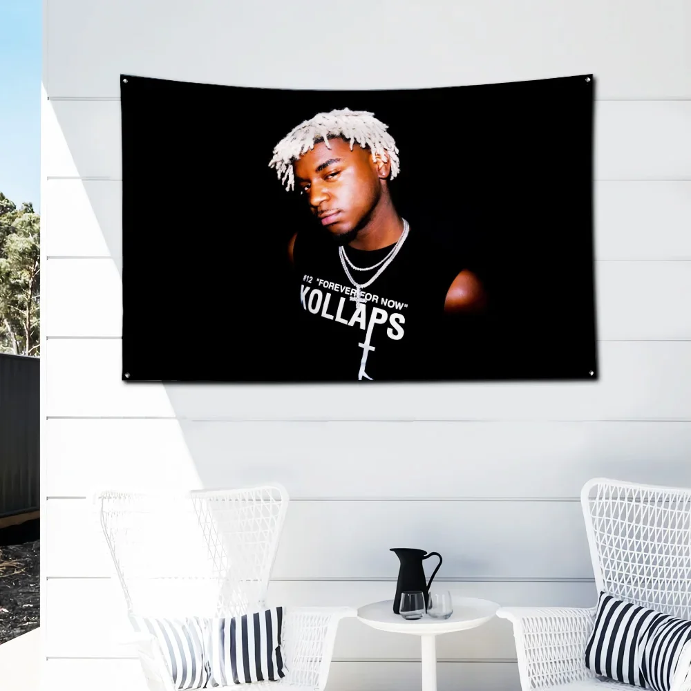 كين كارسون مغني الراب العلم البوليستر الطباعة الرقمية راية 4 أحجام للمرآب جدار الفن خارج الباب الديكور مع الحلقات النحاسية