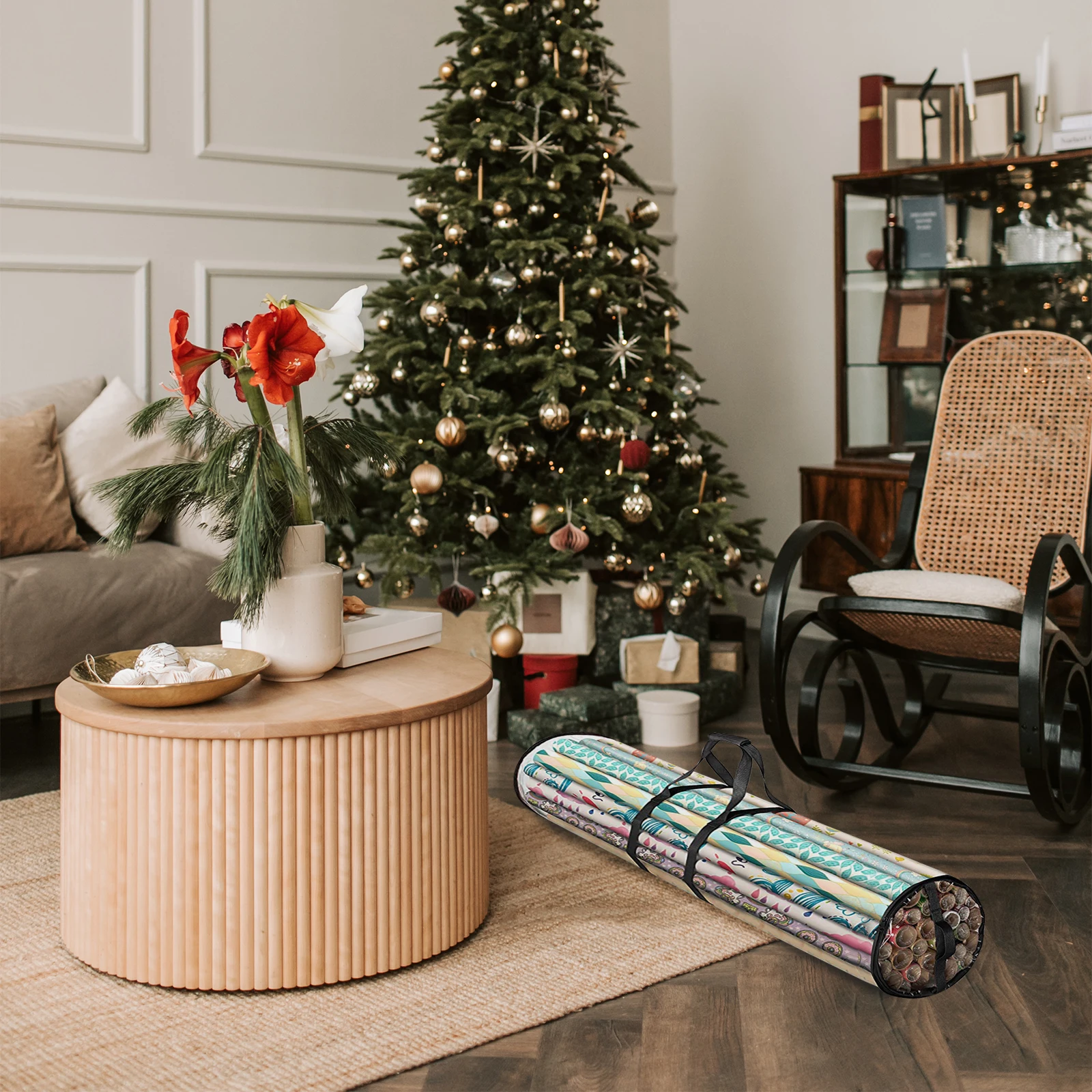 

Christmas Gift Storage Bags Reusable Pvc Wrapping Paper Organizer For Party Supplies Xmas Decoration Wrapping Organizer