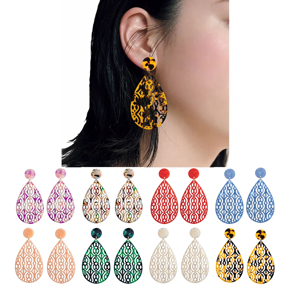 Fashion Dangle earring Long Colorful Acetate jewelry Tortoiseshell Women\'s earrings Flamenco Accessories Trendy Summer Party New