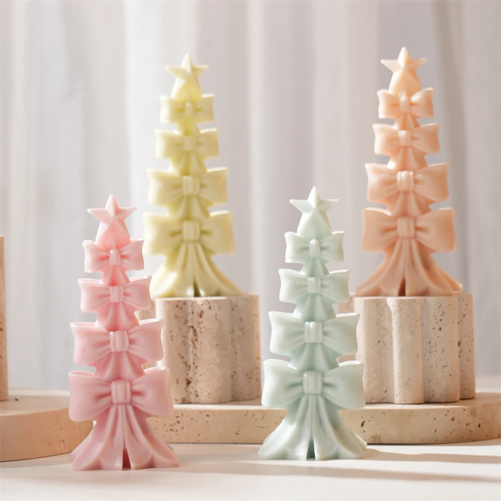 

Christmas Bowknot Tree Silicone Mold Winter Decorations Bow Tree Candle Mold to Making Scented Gifts Home Decor Table Decor