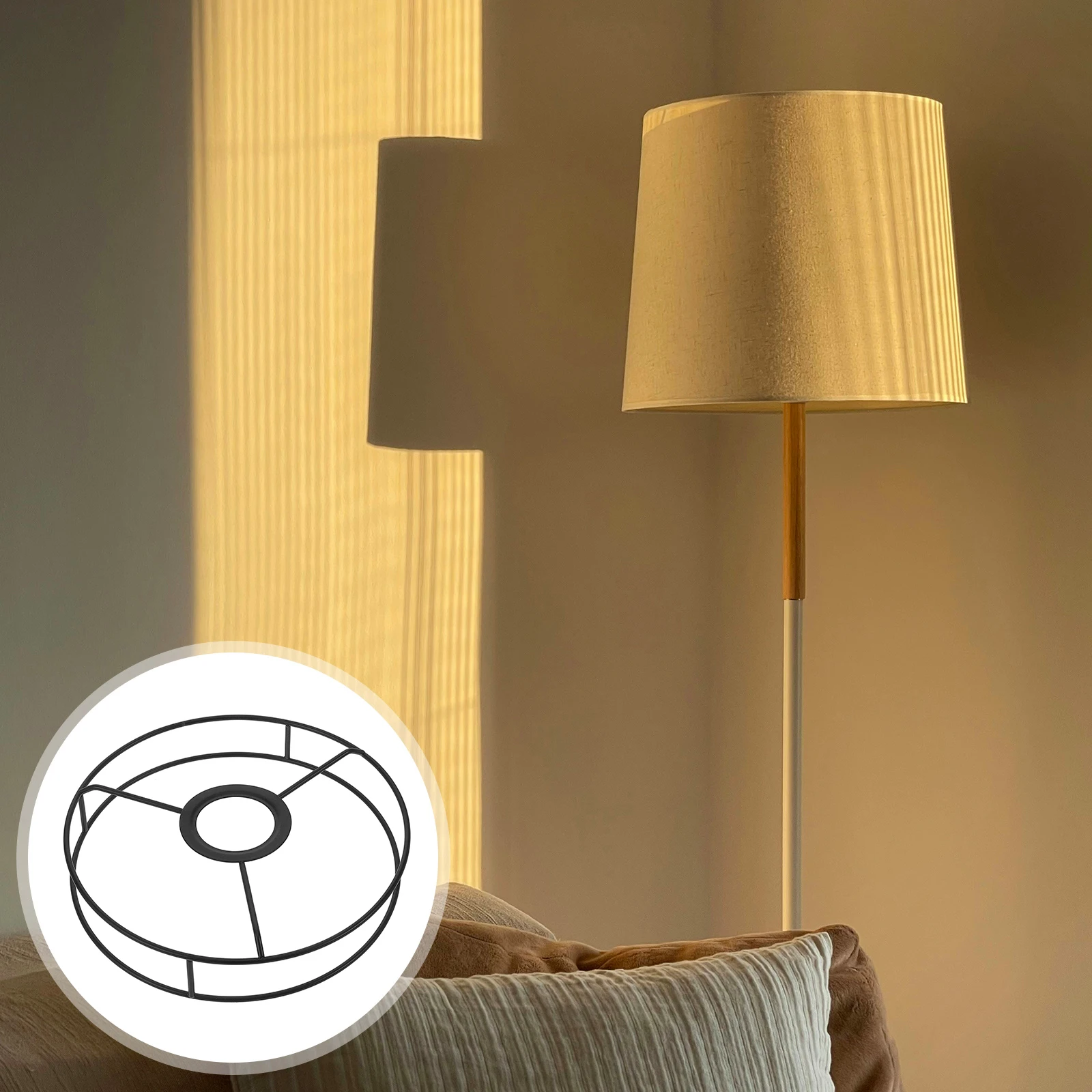 

Round Light Stand Shade Material Lamps Shades Gold Lampshade Frame Cage Diy for Accessories
