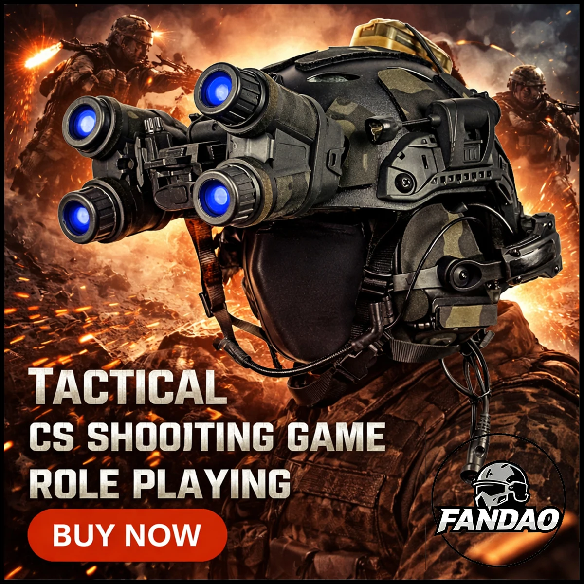 

Tactical Helmet Full Set with Side Flip Night Vision Model Headset for CS Game Airsoft Shooting Hunting Tactical Protective Gear