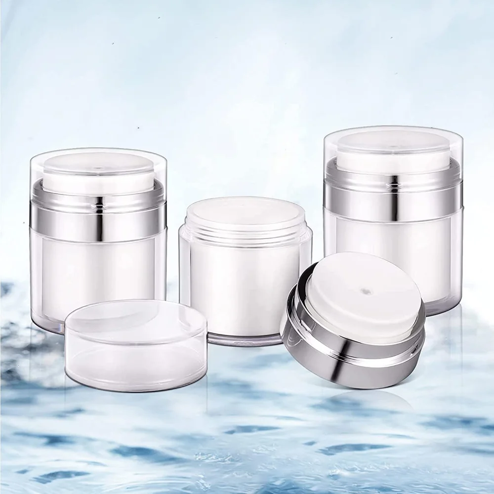 5PCS Airless Pump Cream Jar Vacuum Refillable Cosmetic Travel Containers for Lotions and Creams Empty Acrylic Make Up Bottles