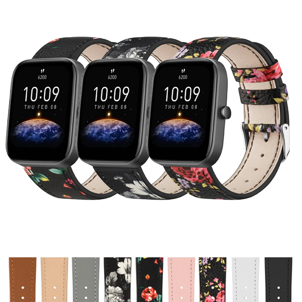 Leather Band For Amazfit GTS 2 4 Mini/GTS 3/GTS 2/GTS 2e/Bip 3 Pro/Bip U Pro/Bip S lite Strap For Amazfit Bip Lite Watchband