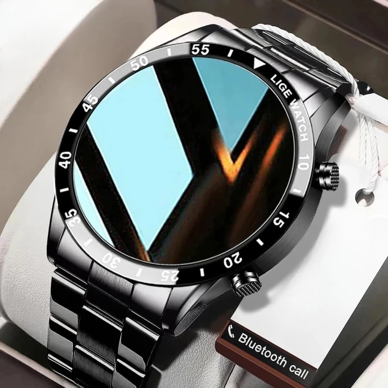 

2024 New Smartwatch for Men - Full Circle Touch Screen. Bluetooth Call. Waterproof. Sport Activity & Fitness. with Box.