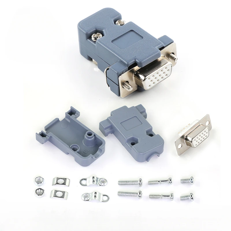 10PCS DB9 Adapter Connector Core RS232 Serial COM Plug Connectors Hole/pin DB15 Female Male Port Socket D Sub DP9 Plastic Case