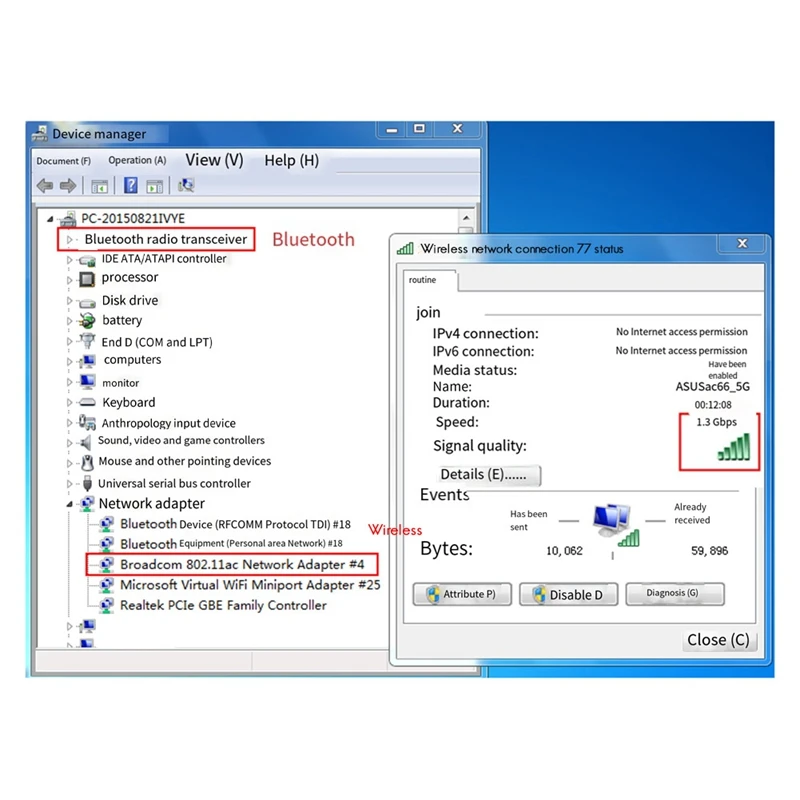 Чип Broadcom NIC BCM94360HMB Ноутбук Gigabit AC1300M Bluetooth 4.0 Беспроводная сетевая микросхема Интерфейс PCI-E NIC