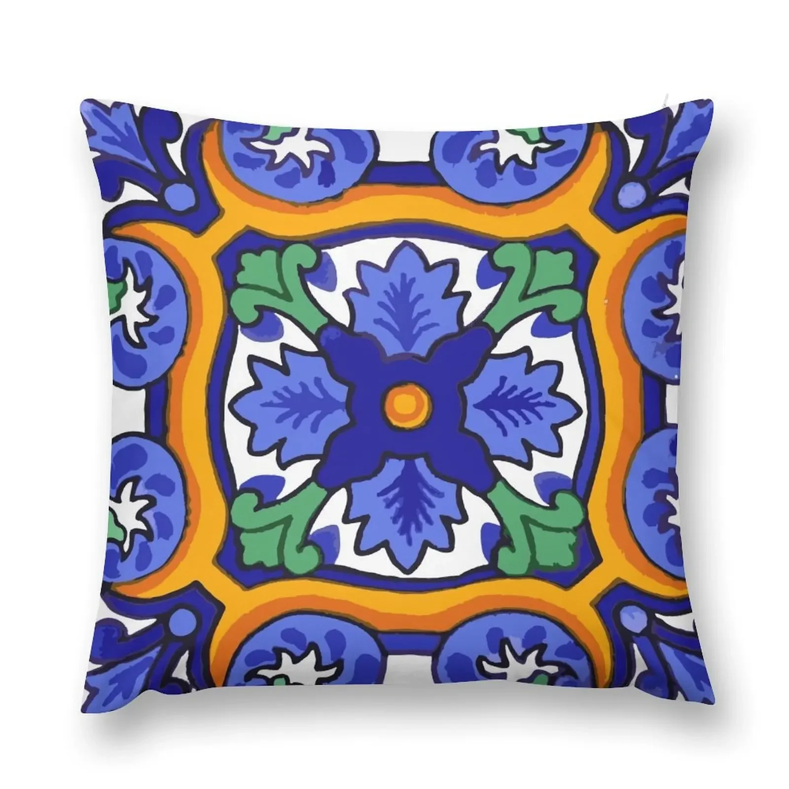 Talavera Blue Burst Throw Pillow luxury decor Ornamental Pillow Pillow Cases bed pillows