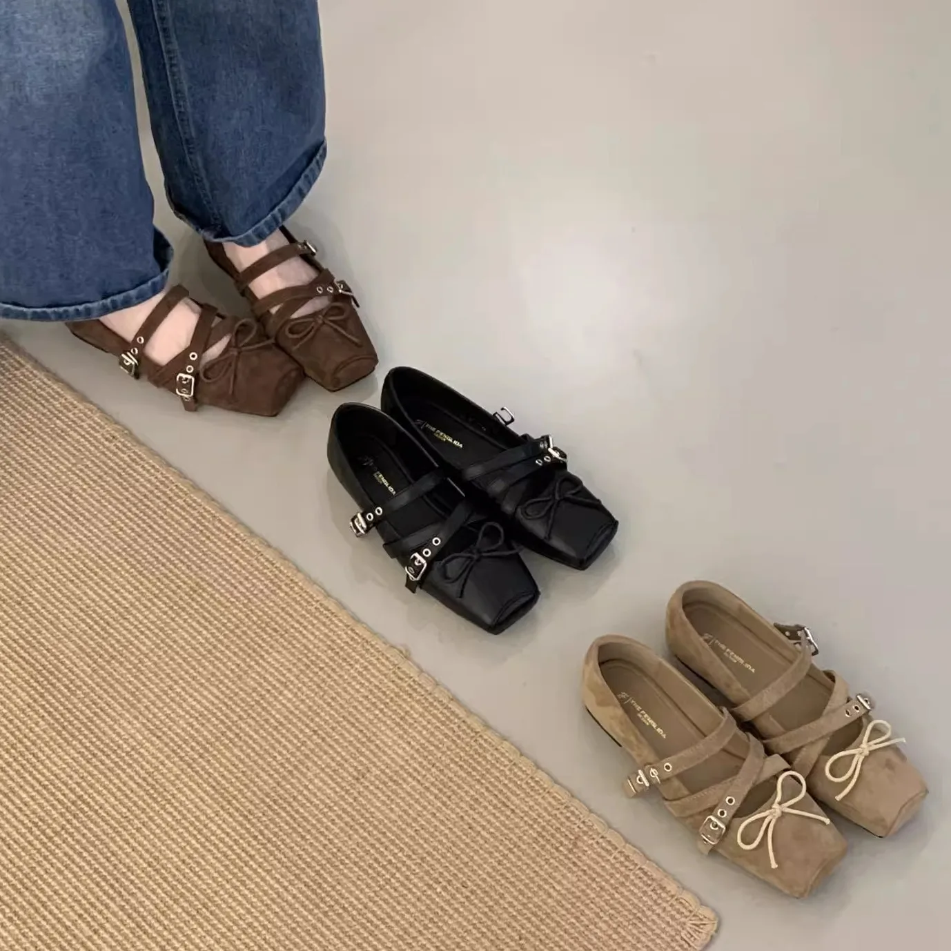 靴女性-2026-バレエフラット女性の靴ローファー毛皮付き本革スニーカー新しいバレリーナレトロドレススリッポン