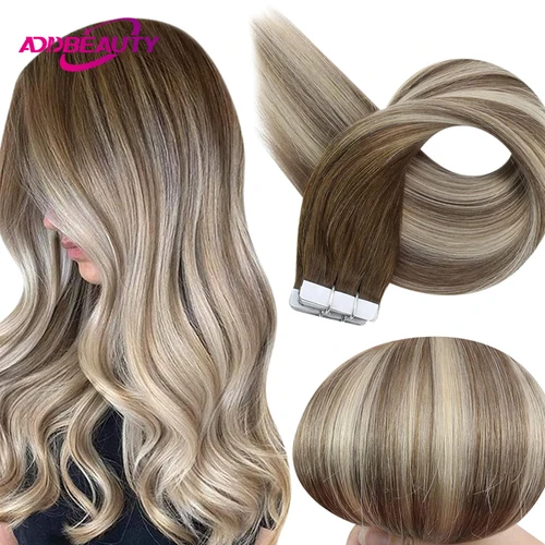 Imagen 2 del producto Cinta en extensión de cabello cabello humano 50g 20 piezas cinta de inyección en extensión de cabello humano virgen para mujeres cinta Invisible sin costuras en