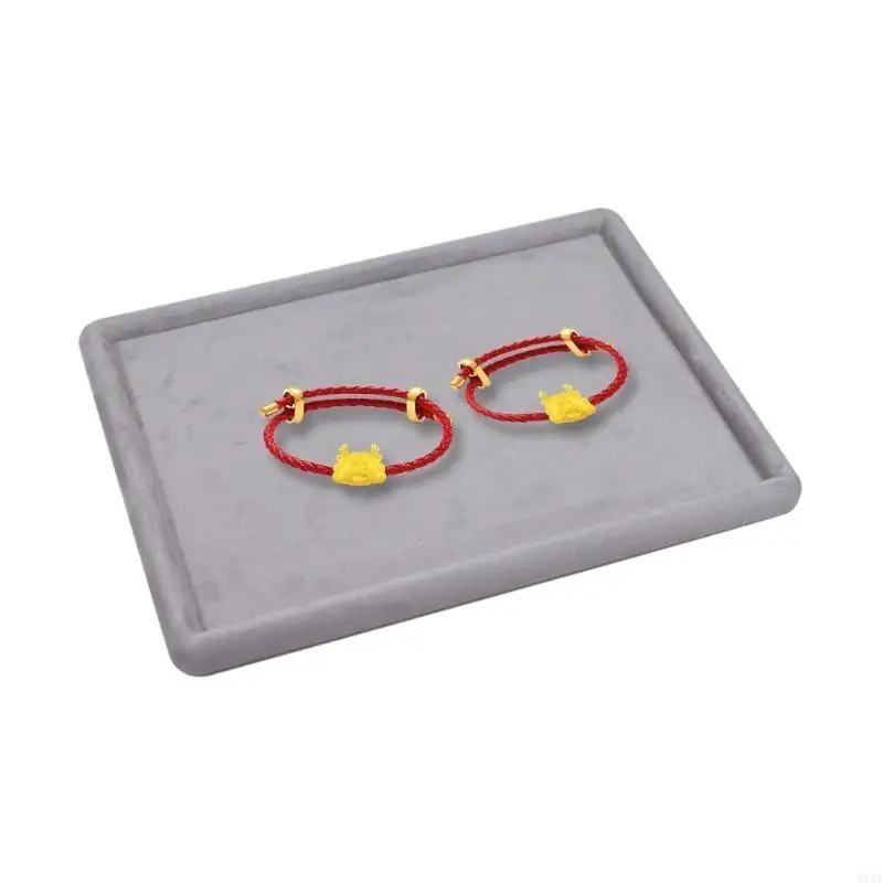 

91AF Round Corners Jewelry Tray Soft Interior Jewellery Holder Ornament Storage Trays