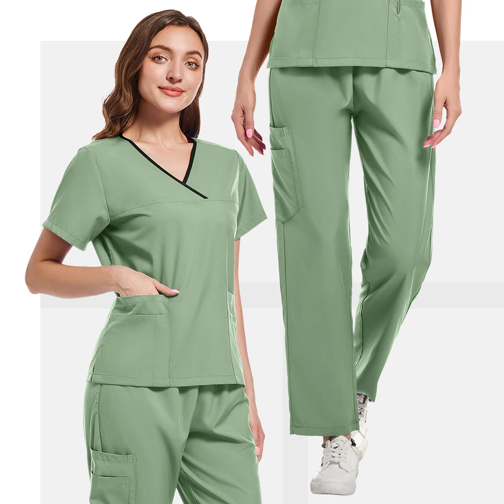 Scrubs Uniforms Sets Nurse Spandex Rayon Spa Uniform Women Nurse Medical Scrubs Doctor Blouse Sets of Scrub Suit Nurse Set