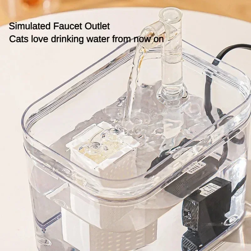 Ultra-quiet Cat Drinking Fountain 1L Capacity Intelligent Circulating Live Water Filter PET Transparent Dog Drinking Fountain